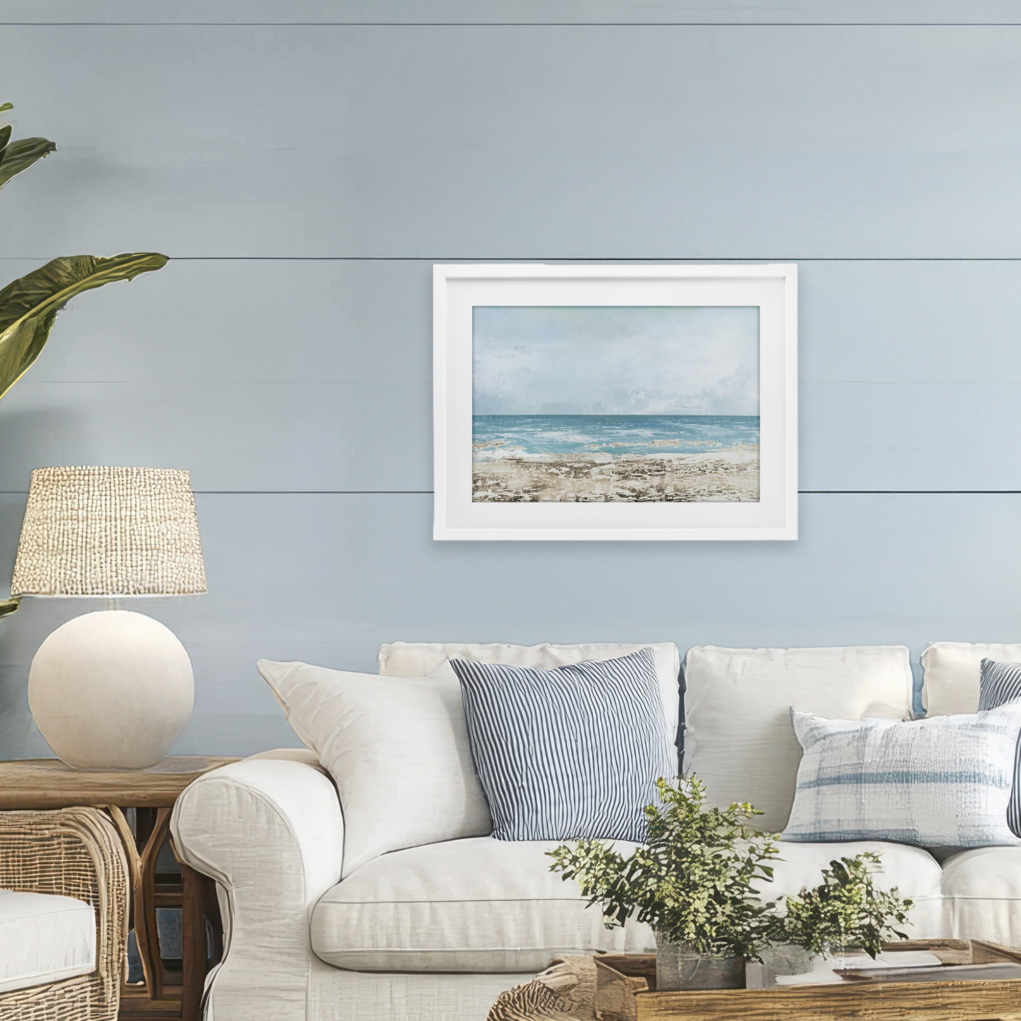 Stupell Industries Peaceful Mood Coastal Scene White Framed Print Under Glass, design by Lorenzo Collective