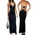 thumbnail image 2 of Women'S Printed Dresses Neckline Backless Slimming Black L, 2 of 9