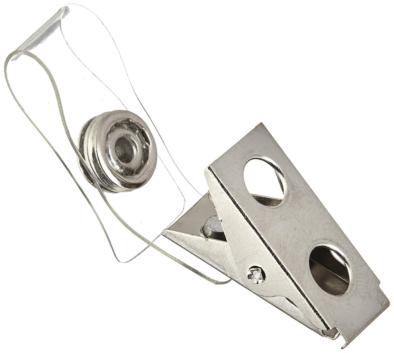 100 Pack Metal ID Card Badge Clips with SnaptoClose PVC Straps for 5/