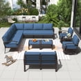thumbnail image 5 of ALAULM Aluminum Patio Furniture Set with 2 Swivel Chairs L-Shaped Sofa Set 13-seat Metal Outdoor Furniture Patio Conversation Set w/5.1" Cushions for Patio, Backyard, Poolside-Navy Blue, 5 of 7