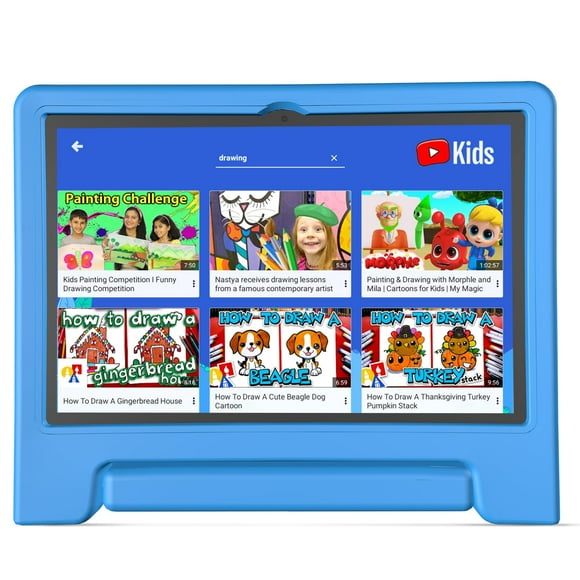 VNEIMQN Kids Tablet, 10.1 Inch Tablet for Kids Android 14, 64GB Octa-Core, WiFi, Big Battery, Google Kids Space, Parental Control 1280 * 800 HD Display Children Tablets Blue