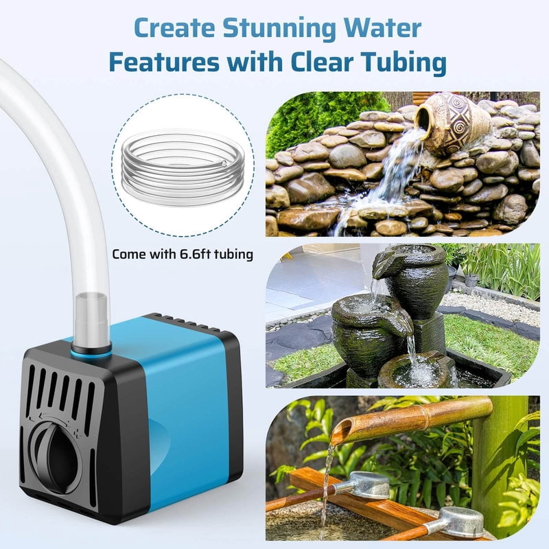 POPOSOAP 10W 120GPH Solar Water Fountain Pump Kit with 4 Sprayers(Blue)