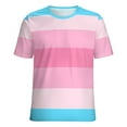 thumbnail image 5 of Trans Pride Flag Womens Tops Women's Fashion Casual Short Sleeve Flower Print Round Neck Pullover Top Blouse, 5 of 6