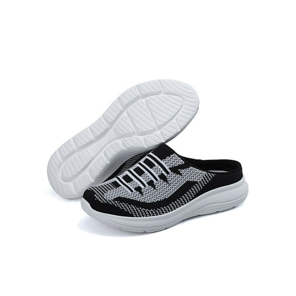 Woobling Womens Clogs Closed Toe Walking Shoe Backless Mules Comfort Casual Shoes Women's Non-slip Slip On Mule Sneakers Black And Gray 10