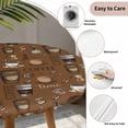 thumbnail image 6 of Coffee Theme Fitted Tablecloth with Elastic Edged, Round Table Cloth for Dining Table, Funny Brown Vintage Beans Latte Tea Cup Waterproof Oil Proof Table Cover for Indoor Outdoor 36"-44", 6 of 8
