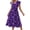Purple Navy Floral, variant on Summer Dresses for Women Ruffle Sleeve V Neck Midi Dresses Fashion Casual Flowy Vacation Sundress