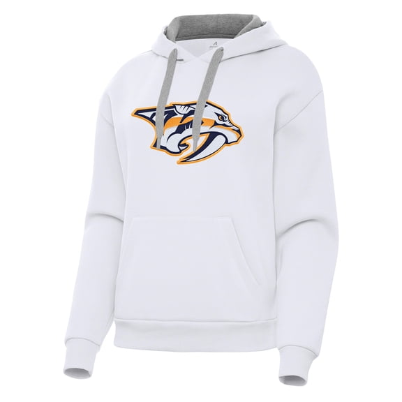 Women's Antigua White Nashville Predators Victory Pullover Hoodie