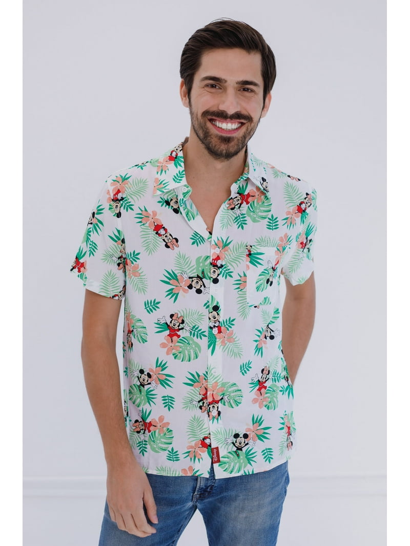 disney dress shirt mens Disney, Men's & Big Men's Graphic Button-Up Shirt, Mouse Beach, Sizes XS-5XL
