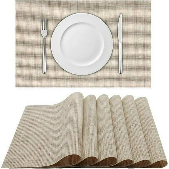 YumSur Set of 6 Placemats,11.8x17.7in PVC Non-Slip Washable Place Mats, Tear-Resistant Heat-Resistant Placemats