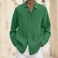 thumbnail image 3 of PEASKJP Dress Shirt for Men Winter Mens Long Sleeve Shirt Button Down Winter Tops (Green,XXL), 3 of 4