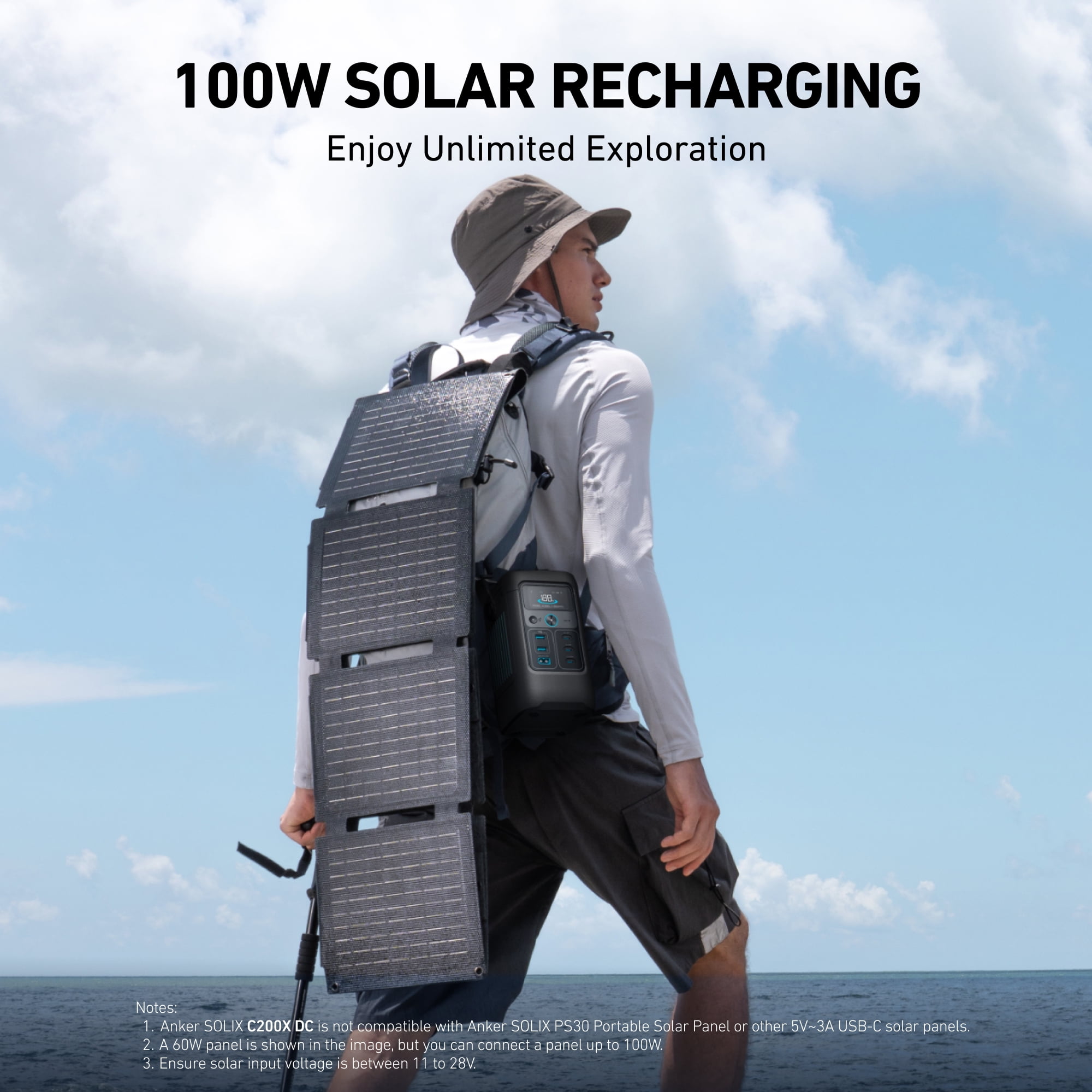 Anker SOLIX C200X DC Portable Power Station, 200W Solar Generator, 192Wh LiFePO4 Battery, for Outdoor Camping, Traveling, and Emergencies