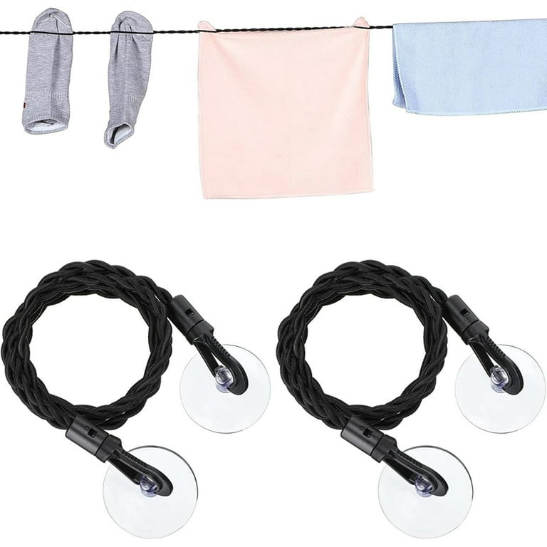 2Pcs Travel Clothesline With Suction Cups Durable Travel Clothes