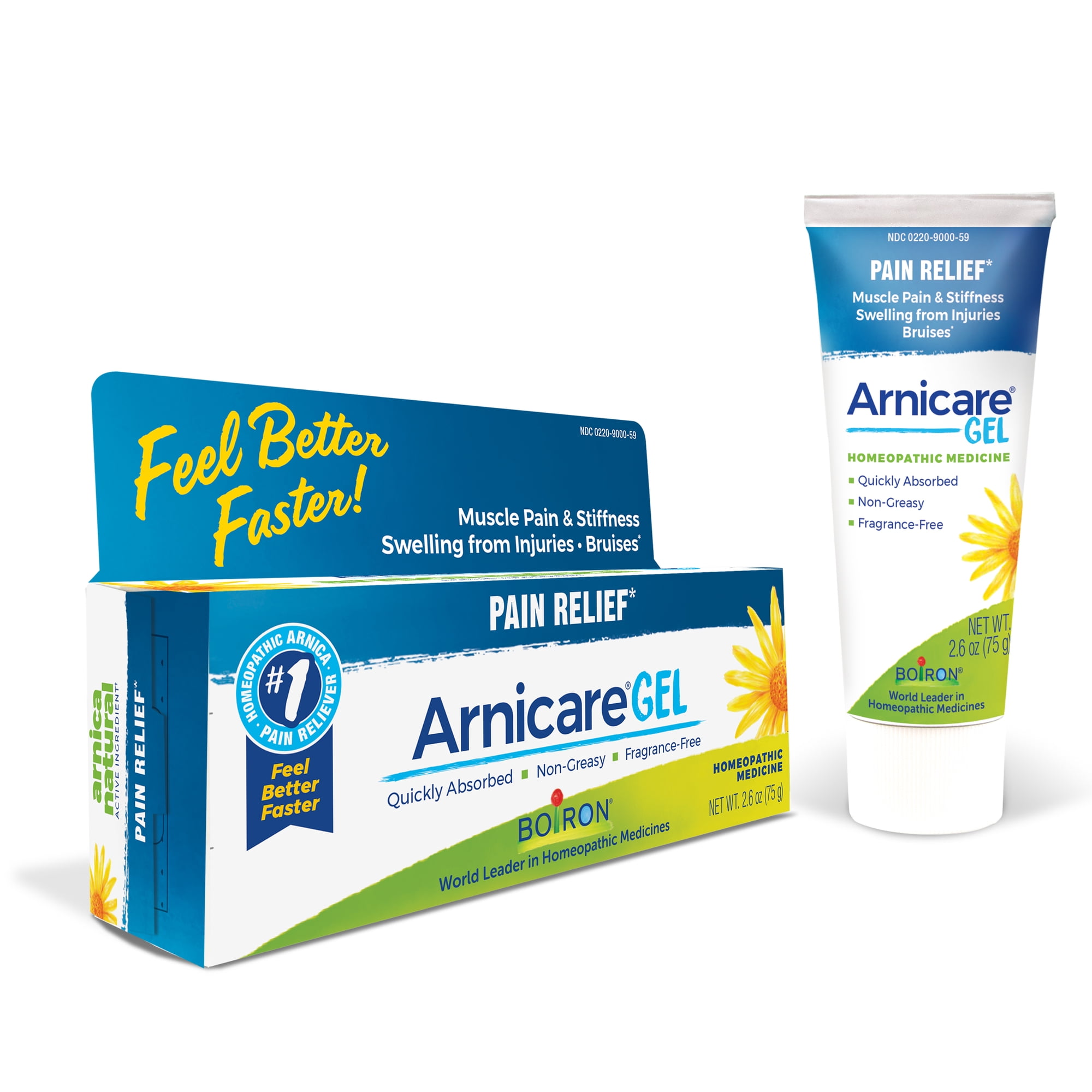 Boiron Arnicare Gel, Homeopathic Medicine for Pain Relief, Muscle Pain & Stiffness, Swelling from Injuries, Bruises, 2.6 oz