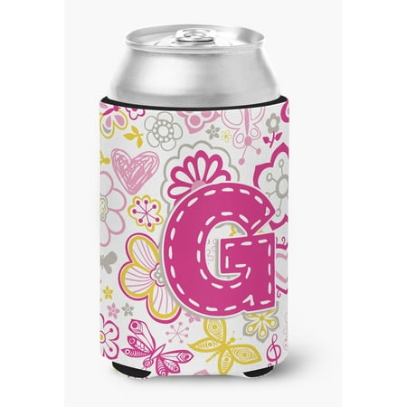 

Letter G Flowers and Butterflies Pink Can or Bottle Hugger