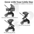 thumbnail image 3 of Cochildor Lite 2.0 Baby Stroller with Bassinet Mode - 3-Position Reversible Lightweight Stroller for 0-36 Months, Foldable Compact Travel Stroller with UPF 50+ Canopy, Black, 3 of 9