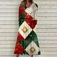 thumbnail image 1 of RKSTN Robes pour Femmes Robe de Noël à Manches Longues Col en V Couleur Unie Robe Mi-Mollet Robes Coupe Ample, 1 of 5