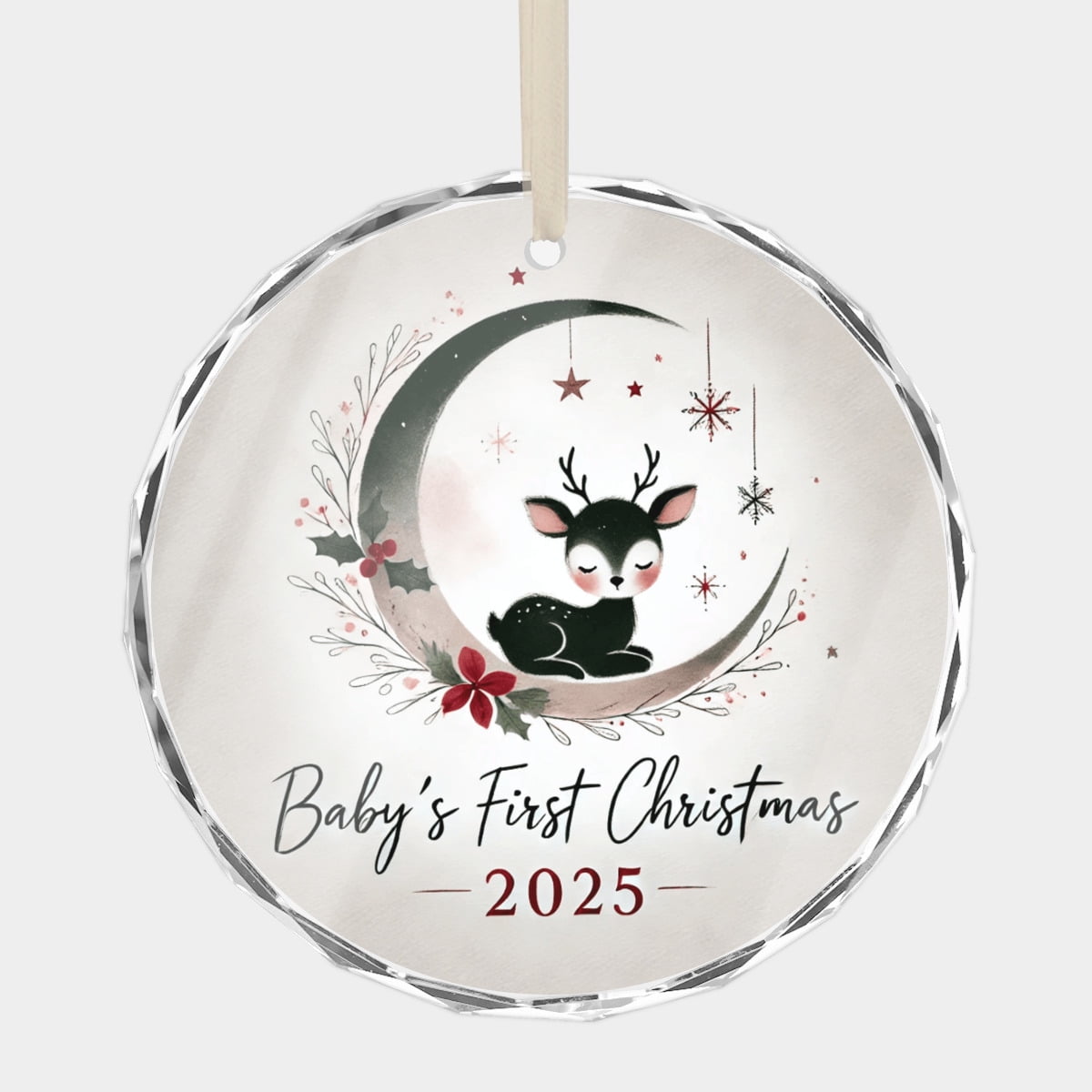 Baby’s 1st First Christmas 2025 – For Parents, Newborn Boy & Girl, First Holiday Memory Gift 3" Crystal Glass Christmas Ornament Congratulations/Xmas/Milestone Keepsake Gift for Holiday Tree