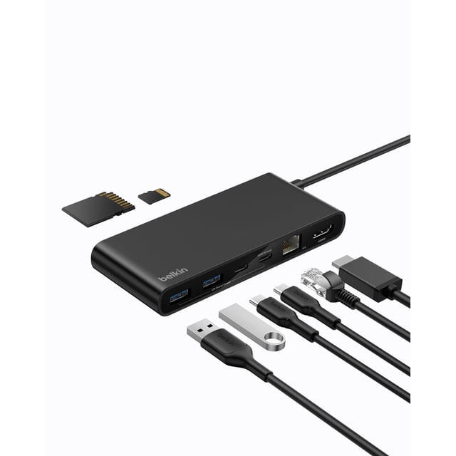 Hub USB-C Belkin Connect de 8 puertos, 100 W PD, 10 Gbps, Ethernet