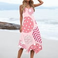 thumbnail image 6 of Minjewel Floral Print Easter Dress with Irregular Hem, Round Neck Sleeveless Midi Dress for Women, Casual Spring Church & Party Wear,Pink M, 6 of 8