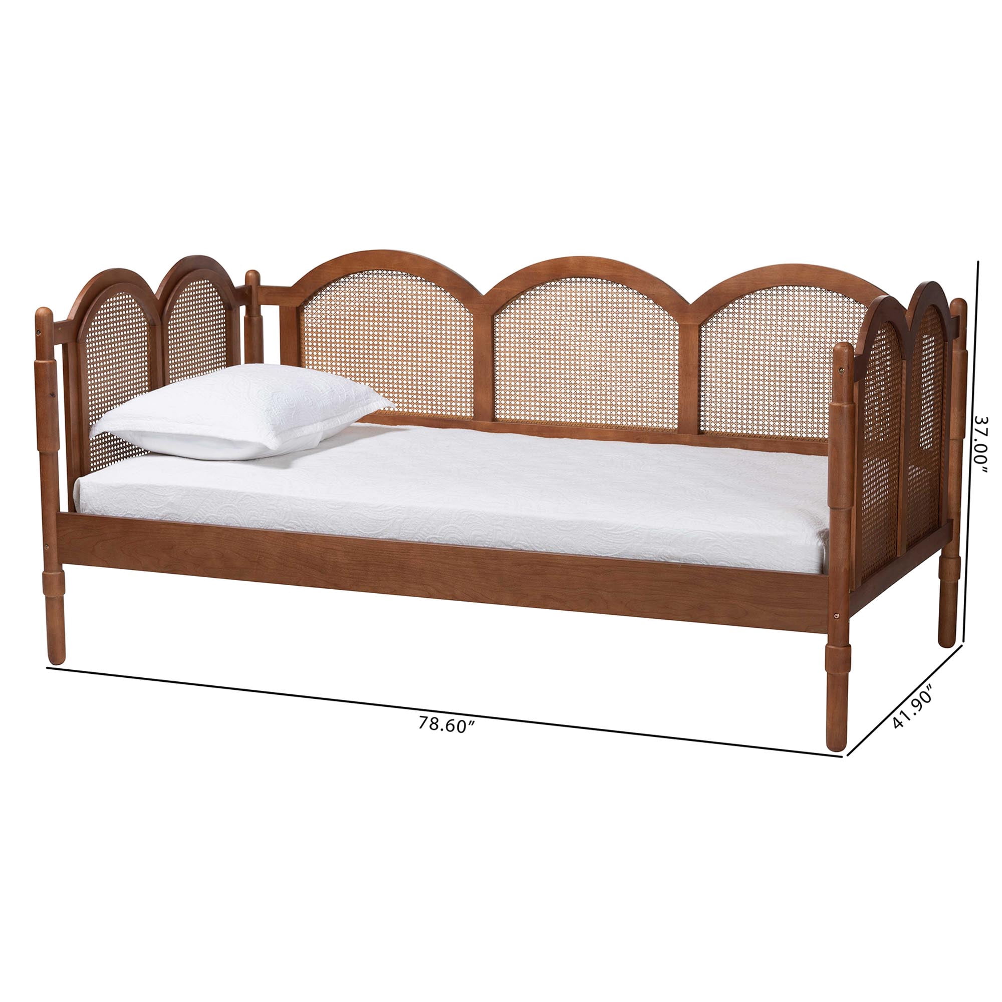 Baxton Studio Carmiya Mid-Century Daybed, Twin, Walnut Brown