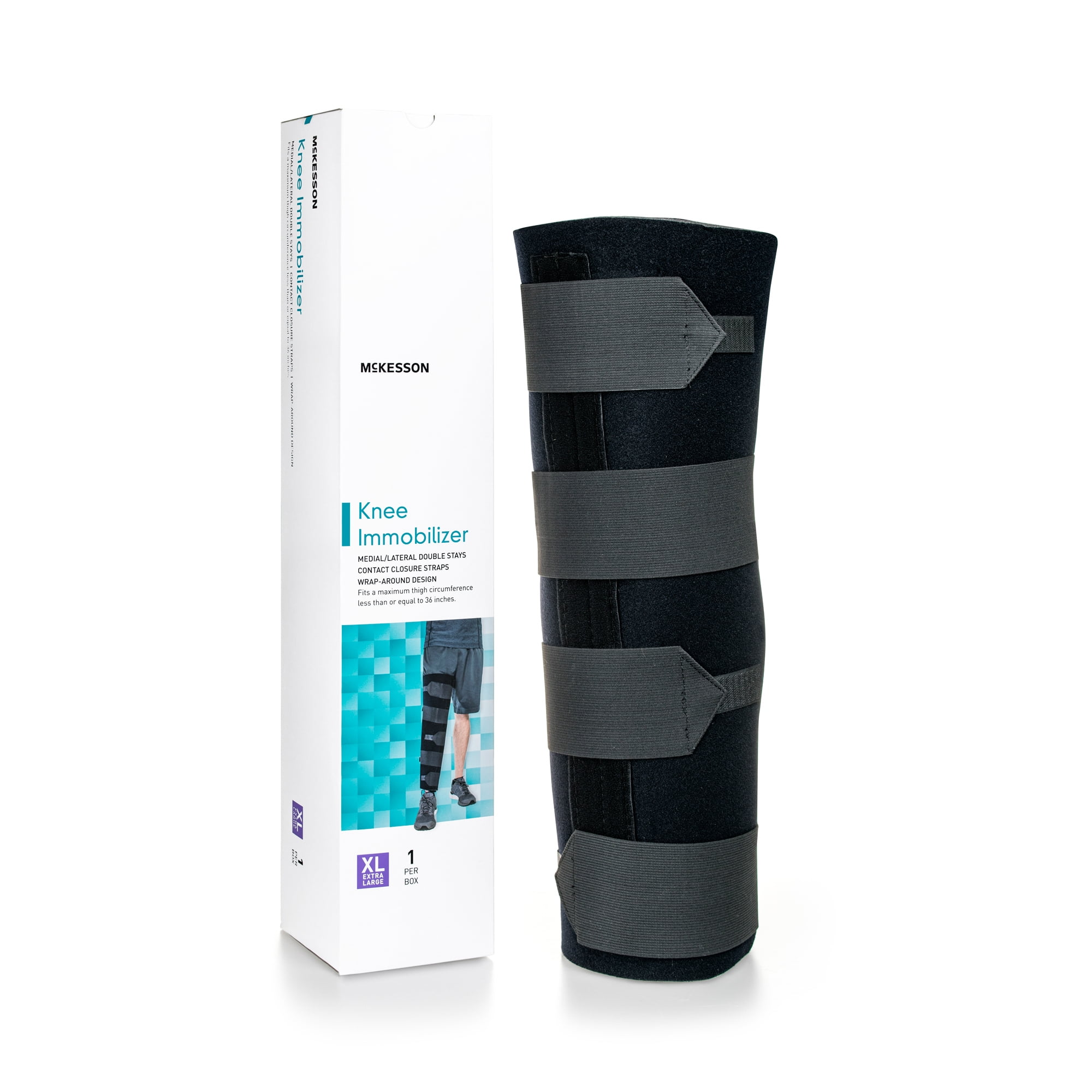McKesson Foam 20 Inch Length Knee Immobilizer Closed Patella / Medial and Lateral Stays XL, 155-79-96019, 1 Each