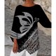thumbnail image 3 of Top Casual Mujer Pamolo Manga 3/4 Dobladillo Irregular Cuello Redondo Estampado De Moda Jersey Tipo 1 XXL, 3 of 5