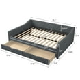 thumbnail image 6 of imerelez Full Size Daybed with Drawers Upholstered Tufted Sofa Bed, with Button on Back and Piping on Waved Shape Arms-Dark Grey, 6 of 7