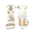 thumbnail image 5 of BLISSFUL STEP Glitter Crisscross Strap Stiletto High Heels Sandals for Women White 6, 5 of 6
