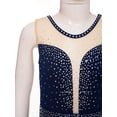 thumbnail image 5 of iiniim Kids Girls Figure Ice Skating Leotard Dress Sleeveless Gymnastics Ballroom Dancewear Navy Blue 14, 5 of 7