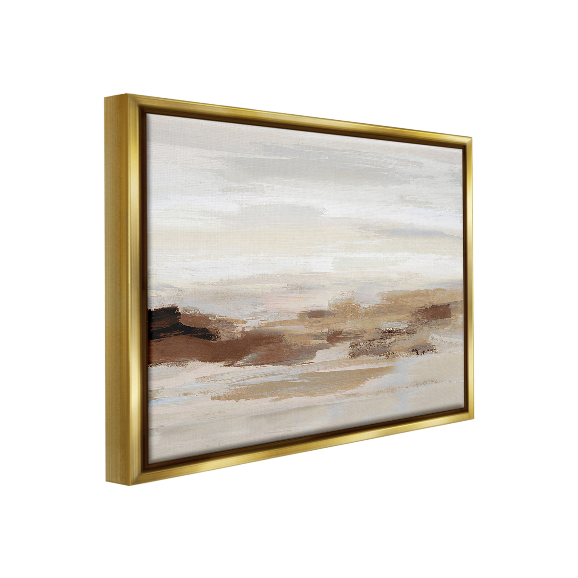 Stupell Industries Subtle Desert Dunes Abstract Painting Gold Floater Framed Canvas Art Print Wall Art, 21 x 17