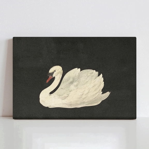 Minimalist Art Black-Frame White Swan Canvas Wall Art | Suitable for Bedroom Headboards / Living Room Accent Walls / Entryway Hallways - 8x10in Tranquil Art Style