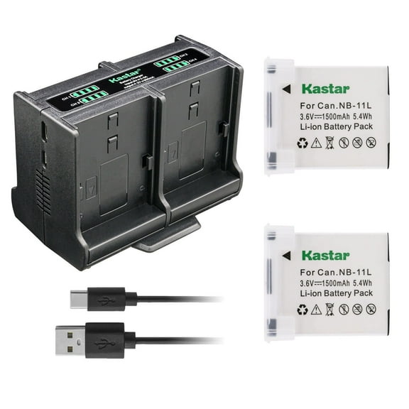 Kastar 2-Pack NB-11L Battery and Quadruple Charger Compatible with Canon ELPH 170 IS, ELPH 180, ELPH 190 IS, ELPH 320 HS, ELPH 340 HS, ELPH 350 HS, ELPH 360 HS, IXUS 125 HS, IXUS 127, IXUS 130 Camera