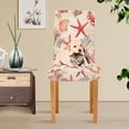 thumbnail image 4 of Yayeee 4 Pack Dining Chair Covers Stretch Parson Chairs Slipcovers Seat Protector, Beige Starfish, 4 of 6