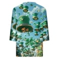 thumbnail image 5 of Hauts pour Femmes Mode T-Shirts Décontractés Col Rond Manches 3/4 T-Shirt Ample Blouses pour Femmes Vert m, 5 of 5