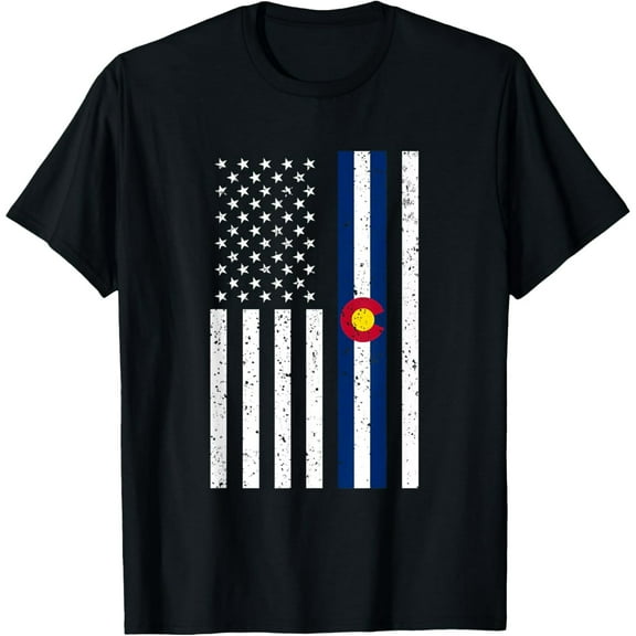 Colorado American Flag T-Shirt US Denver Souvenir Gift