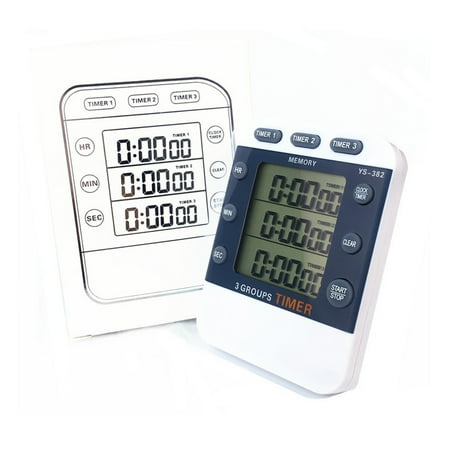

GeweYeeli 2PCS Digital Kitchen Cooking Timer Clock 3 Channels Simultaneous Timing Countdown Up Time Counter