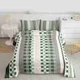 thumbnail image 3 of Manfei Green Square Buffalo Queen Comforter Set, Vintage Checkered Abstract Bedding Sets, Rectangle Plaid Reversible Bedding Comforter Set, Breathable Home Decor, 3 Pieces, 3 of 9