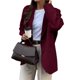 thumbnail image 2 of Blazer para Mujer, Informal, de Negocios, de Larga, con Solapa y Abertura Frontal, para Trabajo y con Bolsillos. Vino Tinto XL, 2 of 8