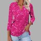thumbnail image 2 of Camiseta de Solapa de Cuello en V de la Manga Superior de 3/4 de las Mujeres, Uso Diario Cómodo Casual, 2 of 9