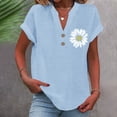 thumbnail image 2 of Puntoco Summer tops for women Clearance,Womens Summer Tops Short Sleeve Shirts V Neck Tshirts Casual Dressy Beach Vacation Clothes Sky Blue 4(S), 2 of 4