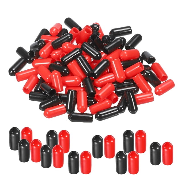 Unique Bargains 100pcs Rubber End Caps Cover Assortment 5mm Screw Thread Protector for Screw Bolt Black Red