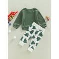 thumbnail image 4 of Arvbitana Infant Baby Girl Boy Christmas Outfits Long Sleeve Solid Color Waffle Pullover + Santa Tree Print Trousers Autumn Casual Suit 2Pcs 0-24M, 4 of 9