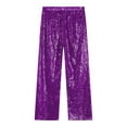 thumbnail image 5 of Kaerm Kids Girls Shiny Sequin Jazz Dance Pants Disco Party Flared Trousers Purple 10, 5 of 6