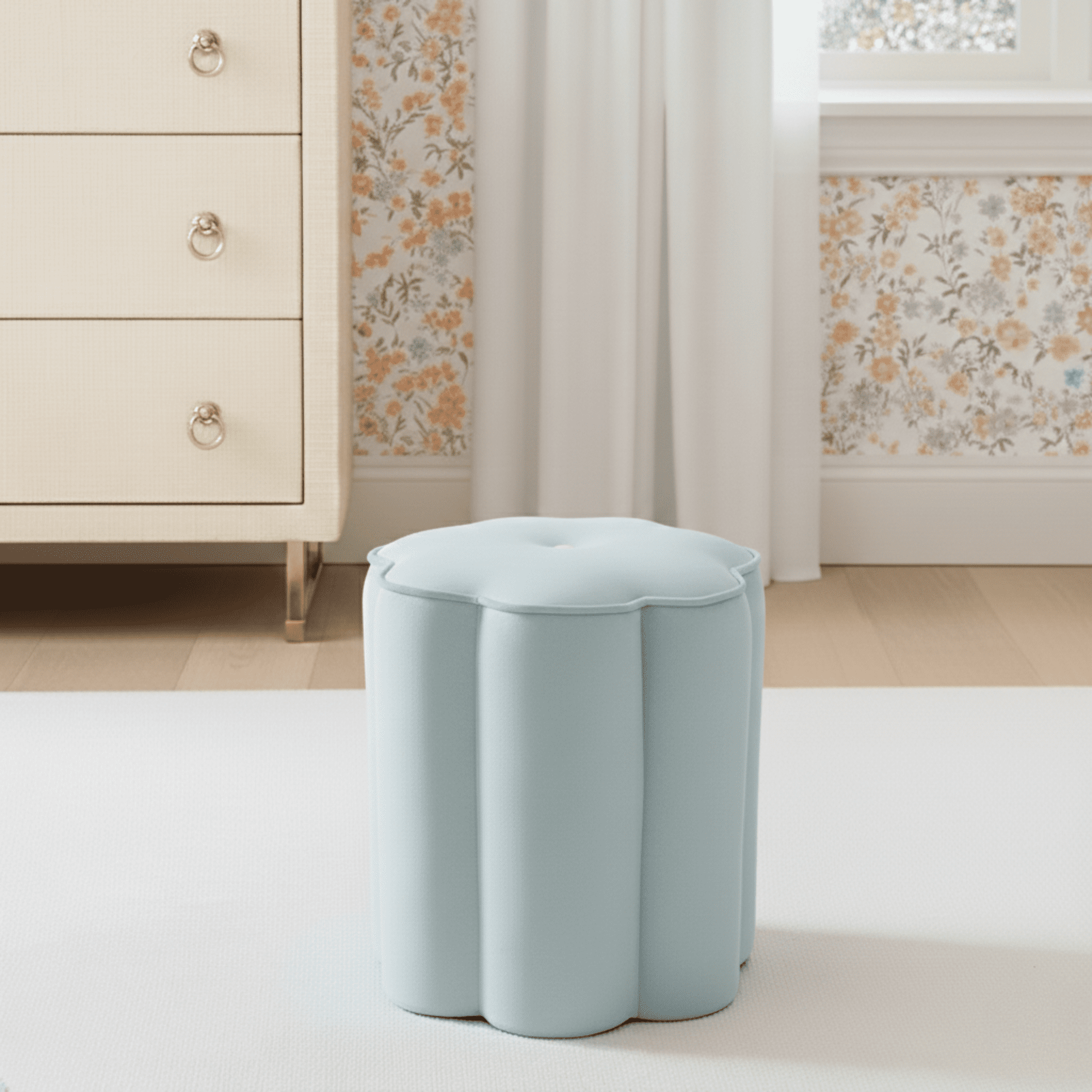 Mainstays Kids Flower Petal Ottoman, Blue
