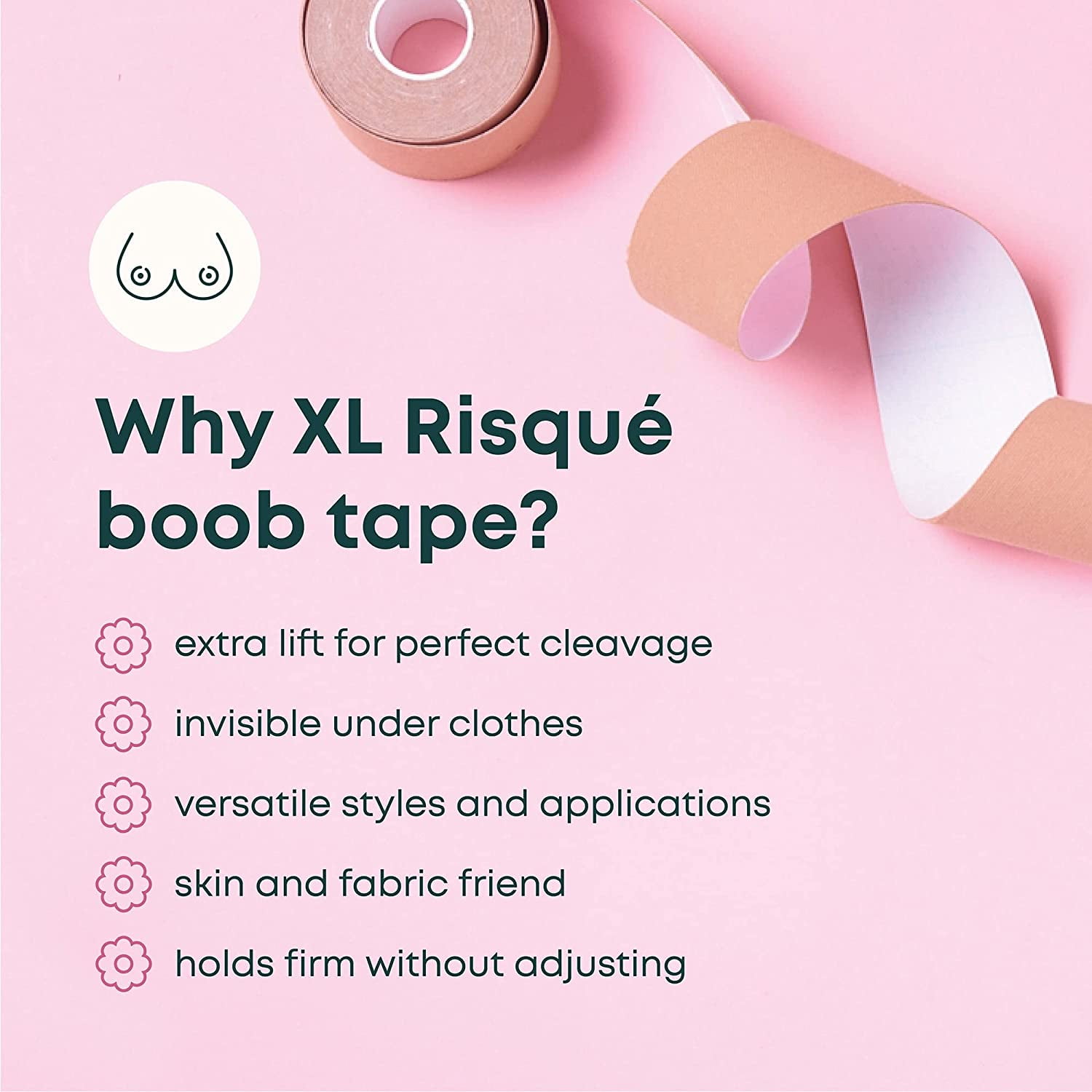 Risque XL Breast Lift Tape for Lift & Fashion - Bra Alternative of Breasts ( Black) 