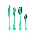 thumbnail image 1 of Juego de 4 cubiertos exquisitos de acero inoxidable resistente a la corrosión, tenedor de cuchara suave para la vida diaria, adornos navideños, decoración de fiestas, regalos (verde A), 1 of 4