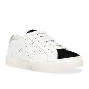 Steve Madden REZUME Leather Star Lace-up Low Top Sneakers WHITE/BLACK