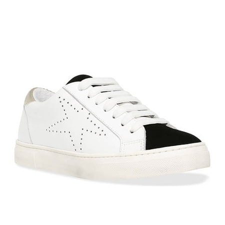 Steve Madden REZUME Leather Star Lace-up Low Top Sneakers WHITE/BLACK (5.5, WHITE/BLACK)