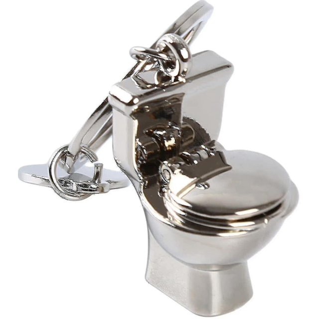 2pcs Mini Toilet Metal Keychain Cute Simulation Toilet Pendant Keyring
