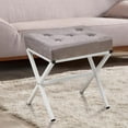 thumbnail image 2 of Tcbosik Gray Velvet Upholstered Vanity Ottoman with X-Shape Metal Legs, 18"H Modern Footstool for Bedroom, Living Room & Makeup, Soft Cushion Seat, Easy Assembly, 2 of 6